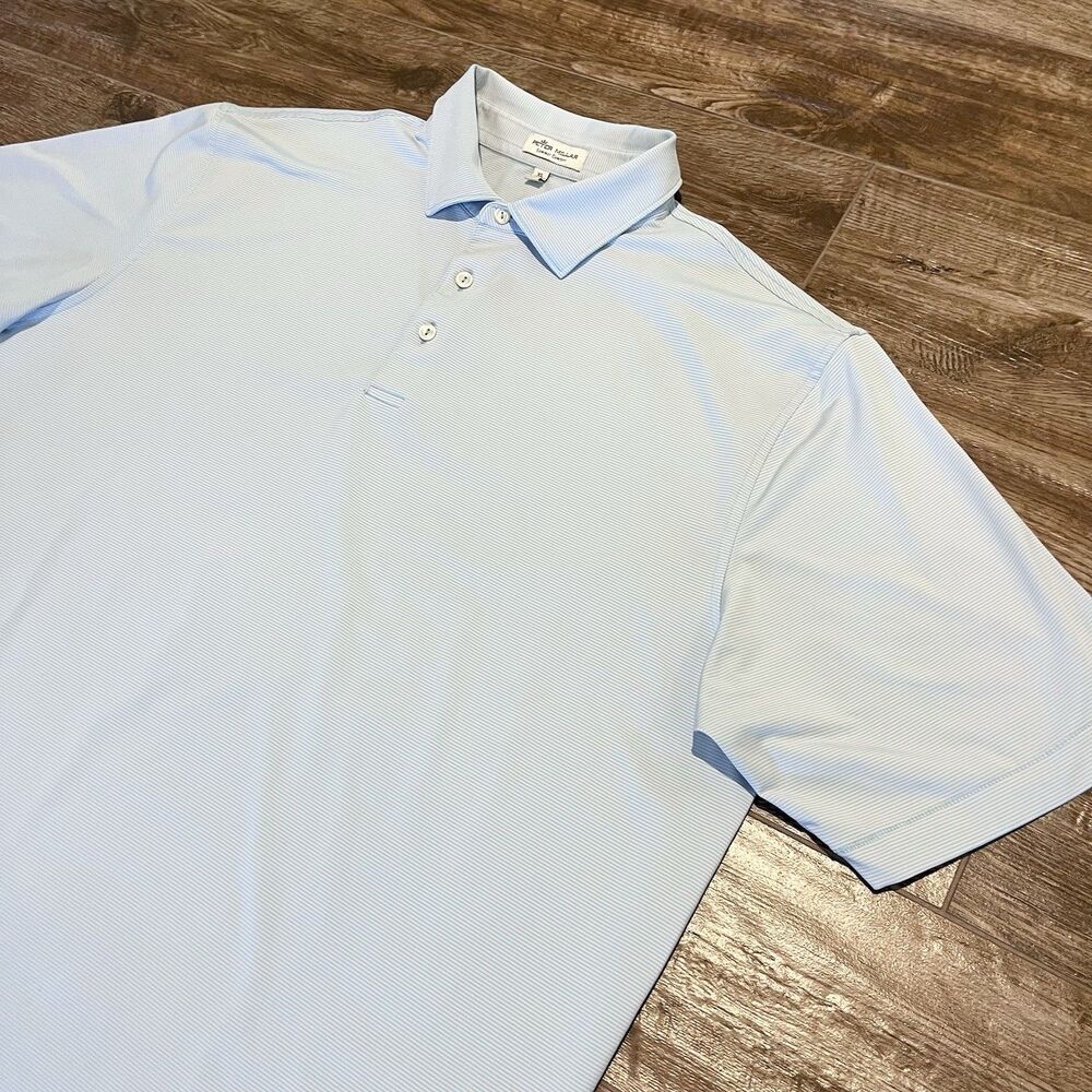 Peter Millar Summer Comfort Polo Shirt Mens XL Blue Striped Golf Performance
